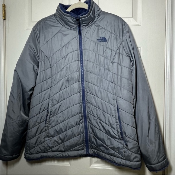 The North Face Purple Gray Reversible Fleece Puffer Jacket Size - Picture 4 of 10